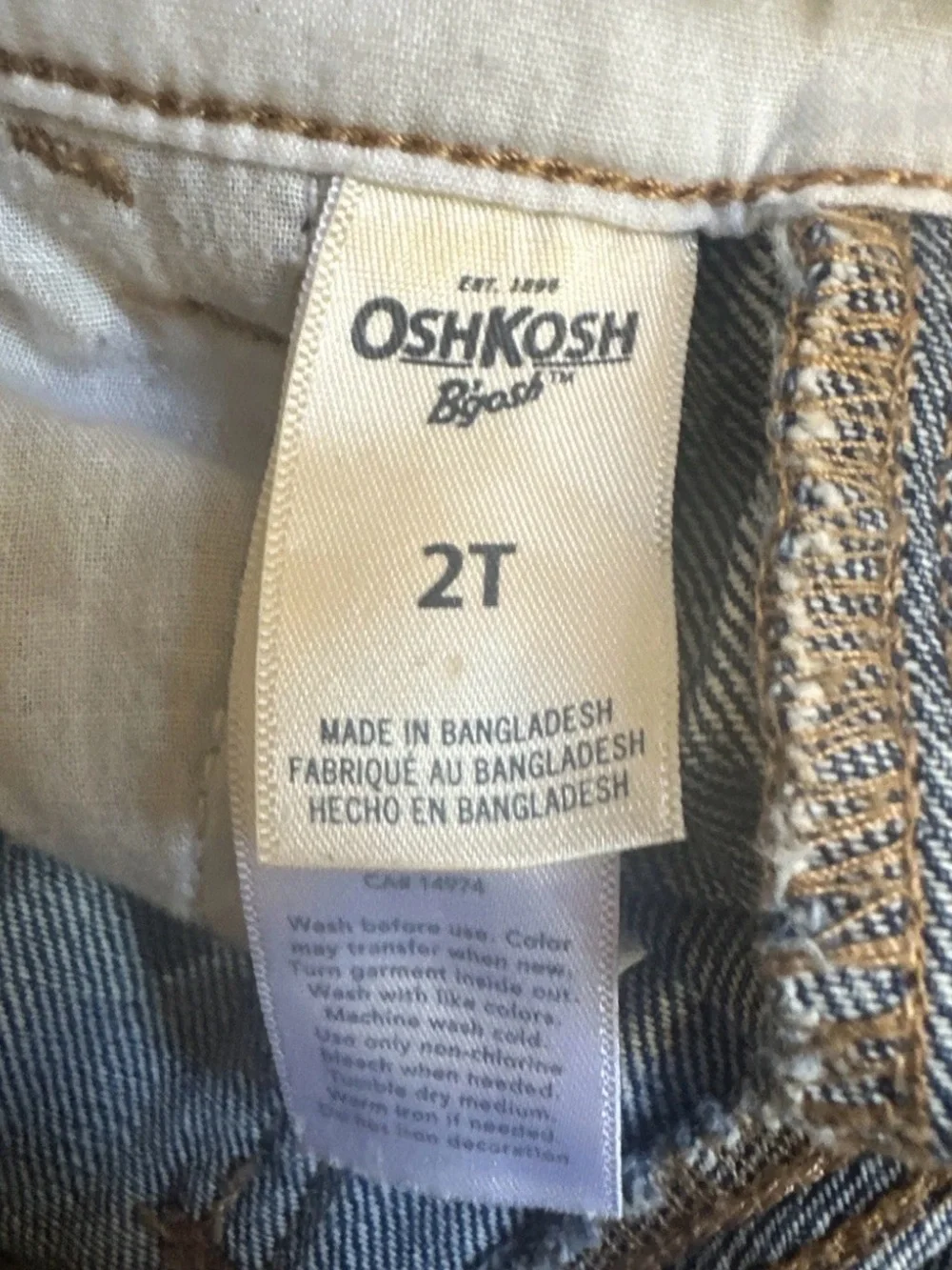 OshKosh B'gosh Blue Denim Overalls with Pink Floral Accents 2T
